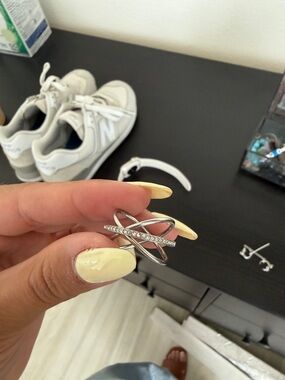 Michael Kors Silver Crisscross Ring with Subtle Sparkle